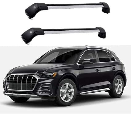 JUNYEW Dachgepäckträger Dachträger für Audi Q5/SQ5 FY SUV 2017 2018 2019 2020 2021-2024 -Aluminium (2 Stücke) Integrierte Dachreling Tragkraft 75 Kg Vormontiert Inklusive Schloss,Q