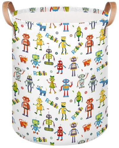 Großer Wäschekorb mit Cartoon-Robotern, Stoffkorb, lustige Roboter, faltbare Aufbewahrungswürfel, Boxen für Kleidung, Schlafzimmer, Badezimmer, Wohnzimmer