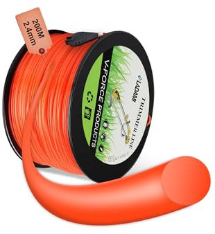 LADAMI Mähfaden Trimmerfaden 2,4 mm x 200m Orange Nylonfaden Trimmerschnur,für Rasentrimmer Motorsense Mit Trimmer, mit Bonus Line Cutter