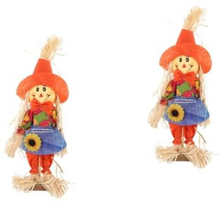 BESPORTBLE 2stücke Halloween Vogelscheuche Figurine Niedliche Herbstdeko Für Garten Und Erntedankfest Geeignet Für Drinnen Und Draußen Installieren Mit Stabilem Sockel