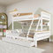 Rtopsu Kinderbett Etagenbett 90x200 cm & 140x200 cm mit Stauraum und Leiter,Hochbett mit Windmühle Hausbett Baumhaus Bett mit Lattenrost aus Holz und Rausfallschutz für 2-3 Kinder Weiß,Ohne Matratze