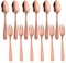 TEAHAHA 5.4 inch Stainless Steel Teaspoons Espresso Spoons and Dessert Forks Set, Set of 12，6 Forks and 6 Spoons, for Salad, Appetizer, Cake,Fruit (Rose Gold)
