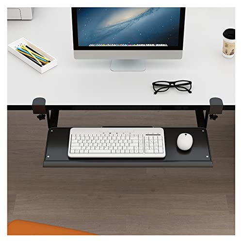 CAFIEDR Tastaturablage aus Metall, ergonomischer Tastaturständer unter dem Schreibtisch mit C-Klemme, ausziehbare Tastaturschublade zum Tippen, für Schreibtische bis zu,Black
