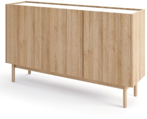 Sideboard Kommode Anrichte Wohnzimmer Schrank Eiche mit Marmor weiß Boho Style Skandi Design