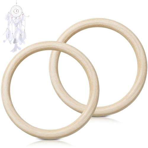 2 Stück Holzringe zum Basteln, 100 mm Natürliche Holz Ringe, Gardinenringe Holz, Holzringe Makramee, Unvollendete Holzring, für DIY Schmuck Makramee Armband Anhänger Hängende Dekoration Ringe