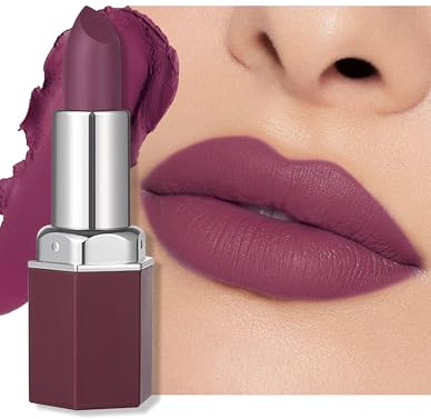 Erinde Matt Lippenstift Wasserfester, Lila Lipstick Long Lasting, Langanhaltender Lippenstift 24 Stunden Halt, Lippenstift Permanent Feuchtigkeitsspendend, Hochpigmentierter Rimmel Lippen Stift