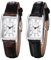 JewelryWe Damenuhr Leder Rechteckige Uhr: 2er Set Vintage Analog Quarz Armbanduhr Damen Schwarz/Braun PU Lederarmband Kleine Uhr mit Römischen Ziffern Zifferblatt & Silber Rechteck Gehäuse