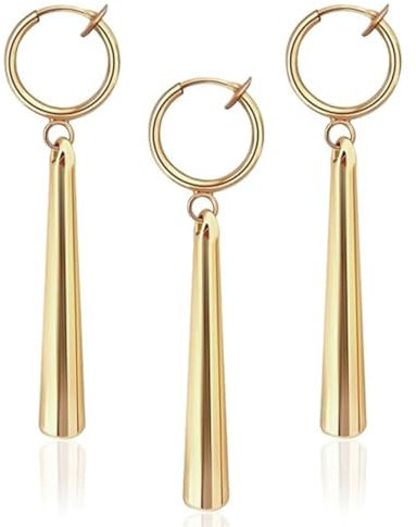 MIRKUZI Ohrringe 3er-Pack, goldene Anime-Cosplay-Ohrringe, Clip-on, ohne Piercing, für Anime-Liebhaber