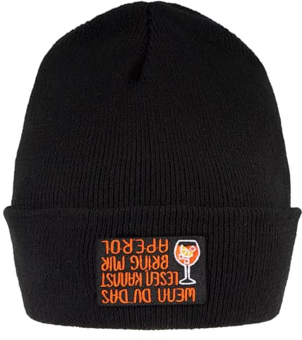 MEJOSER Aperol Geschenk Beanie Mütze Schwarz Strickmütze Wintermütze Frühling Winter Herbst Accessories für Herren Junge Damen Lustige mit Sprüche