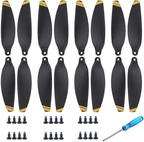 Hengrongshen Mavic Mini Propeller, 16 Pcs Drohne Mavic Mini Propeller mit 24 Schrauben und 2 Schraubendreher, Mavic Mini Zubehör für Drohnenersatz, 4726 Propeller für Mavic Mini (Gold)