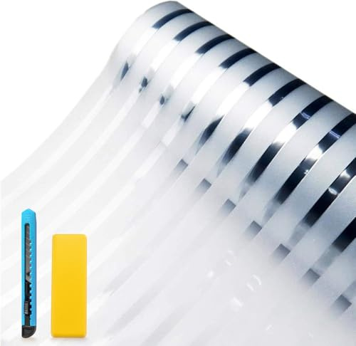 Zindoo Window Films Privacy for Glass Windows, Frosted Stripe 60x120cm | Static Cling Non-Adhesive Glass Stripe Film, Opaque Anti UV Window Sticker Vinyl Coverings Privacy for Office Home Kitchen