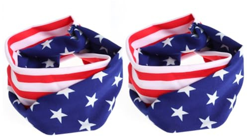FRCOLOR 2stücke Stirnband Mit Us-flaggenmuster Elastisches Kopftuch Atmungsaktiv Schweißabsorbierend Knitterfrei Für Patriotische Anlässe Und Alltag