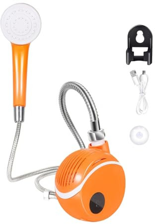Doccia Portatile da Campeggio - Pompa da Viaggio per Esterni, Kit Doccia Wireless | unità di Ricarica USB a Batteria, di Tubi Compatto e Leggero per Viaggi, Auto, Lavaggio Animali Domestici e
