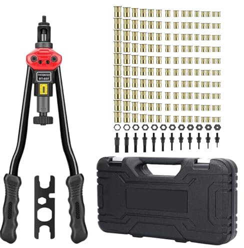 Rivet Nut Werkzeug | 176-teiliges Set zur Montage von Einsetzmuttern - Sortiment mit Gewindeeinsätzen M10 für Bauwesen Automobilreparatur Maschinen Kajak