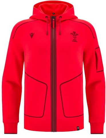 Macron Wales WRU 2025/26 Mens Players Travel Zip Hoody