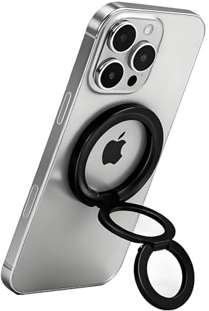 Magnetic Phone Ring for MagSafe Grip 【Super Magnet】 Magnetic pop Socket for iPhone【Can Rotate 360 Degrees】【Double Bracket】 Phone Ring for magsafe Grip Black 2025 New