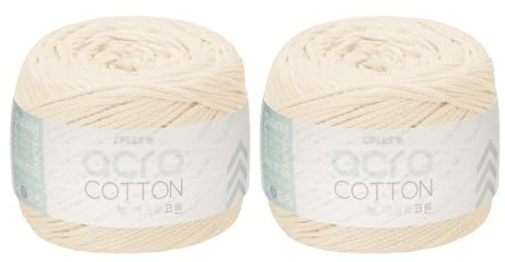 sourcing map 2 Roll Cotton Crochet Yarn, 1.5mm x 164 Yards Macrame Cord Braided Cotton Rope Twine String for Crochet Bag Knitting Crafts Wall Plant Hanging Gift Wrapping, Beige