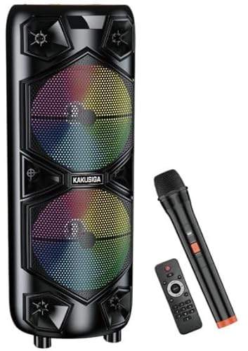 WEB world electronic business Cassa Acustica Trolley 2x12 60W – 38 x 35 x 87 cm – Bluetooth 5.2, Dual LED RGB & 2 Microfoni