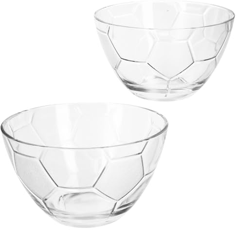 MamboCat 2er Set Fußball Schale aus Glas I 450 ml I 2 Personen I Schüssel aus Klarglas I mit Fußball-Relief I für Snacks, Süßes, Nüsse & Chips I Sport, Fußballabend & Party