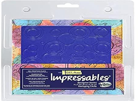 Gel Press Impressables Piastra per Embossing in Gel con Cerchi Sovrapposti, 18 x 18 cm