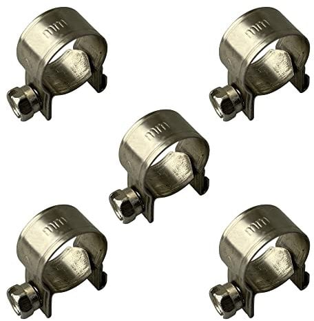 Mini-Kraftstoffleitungs-Schlauchschelle aus Edelstahl, Jubilee Benzinleitungsschellen, silberfarben, 5er-Packung