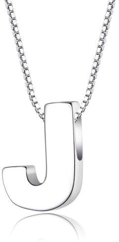 Candyfancy Buchstaben Kette - Buchstabenkette Kette mit Buchstabenanhänger Silber Halskette Kettenanhänger Initialen Silberkette Damen 925 (Kette mit buchstabe J)