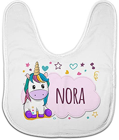 LolaPix Einhorn Lätzchen mit Namen/Text. Neugeborene Geschenke. Verschiedene Designs. Pinken Einhorn