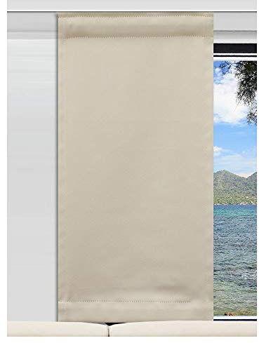 SeGaTeX home fashion Deko-Paneele | Flächengardine „Mattis“ | Höhe 40 – 200 cm nach Maß | Hellbeige Unifarben für Caravan Wohnwagen | Flächenvorhang
