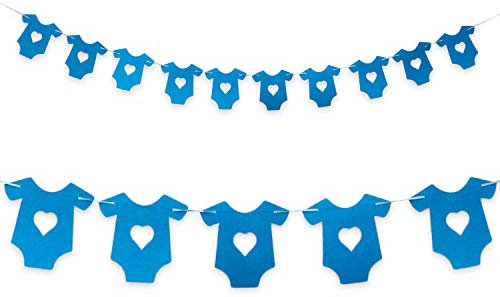 Oblique Unique® Hemdchen Jacken Filz Girlande in Blau für Babyshower Baby Party Kinderzimmer Deko Schwangerschaft