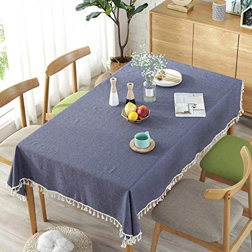 meioro Volltonfarbe Quaste Tischdecke Rechteckige Tischdecke Baumwolle Leinen Tischdecke Geeignet für Home Küche Dekoration, Verschiedene Größen