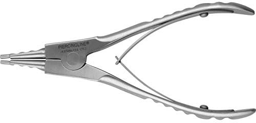 Piercingline, attrezzo per piercing in acciaio inox, pinza per apertura e chiusura dell’anello, modello a scelta e Acciaio inossidabile, colore: argento, cod. PG01