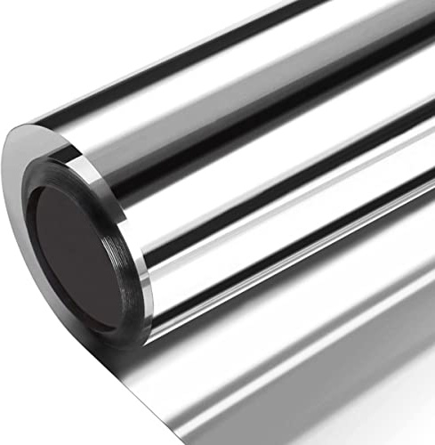 One Way Window Film Mirror Cover Privacy Protection Tint,Heat Control Sun Reducing Anti UV Reflective Solar Tint,Non-Adhesive Window Blocker Coverings House Ventanas Film Silver 23.6 x 157.5 Inch