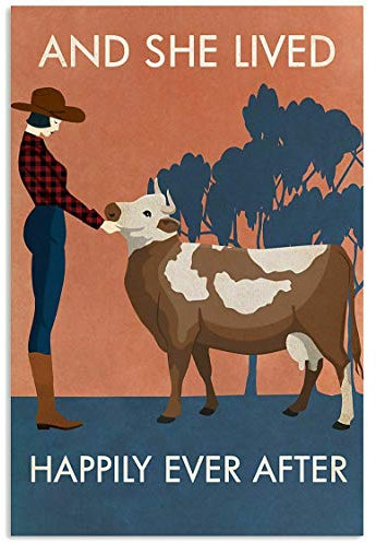 Inga Cartel de metal para decoración de pared con texto en inglés Vaca lechera con chica vintage para cocina, regalo para la cocina, para decoración de pared, cartel de metal de 8 x 12 pulgadas