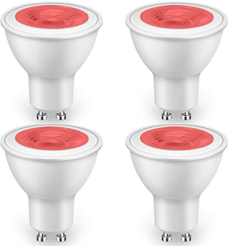 GlowsLand GU10 LED Lampe Rot, 5W, 4 Stück, 38° Winkel | Roter Spot, 5W, 500LM, Nicht Dimmbar, 38° Winkel, GU10 Sockel, für Stimmungslicht, Landschaft, Party, Festdeko