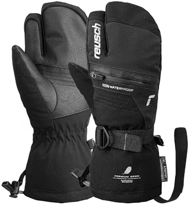 Reusch Lobster Skihandschuhe für Kinder | extra warm mit Daunenisolierung | wasserdicht & atmungsaktiv, 3-Finger-Winterhandschuhe mit Softshell, Größe 4-6,5, Lando R-TEX XT Junior Lobster