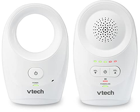 VTech DM1111 Audio Baby Monitor, Lange Reichweite bis zu 460 m, Übertragungen im geschützten Modus, Cystal-Clear Sound, wiederaufladbarer Akku, Lebensdauer bis zu 8 Stunden, Weiß