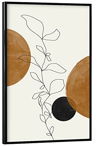 artboxONE Poster mit schwarzem Rahmen 60x40 cm Natur Line Art Flower - Bild Flower abstrakt Botanical