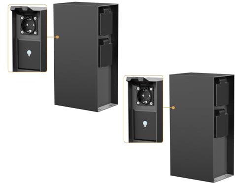 ledscom.de 2 pièces Colonne de Prises de Jardin POMI pour l'extérieur, IP44, Smart Home, WLAN, Alexa, Triple, Acier Inoxydable, Anthracite, carré, 23 cm