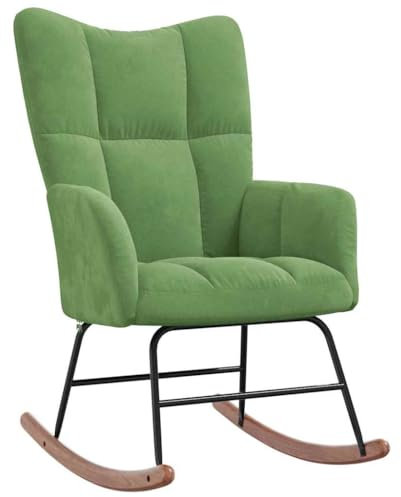 vidaXL Schaukelstuhl Relaxstuhl Schaukelsessel Schwingsessel Ruhesessel Relaxsessel Schwingstuhl Polsterstuhl Polstersessel Sessel Hellgrün Samt