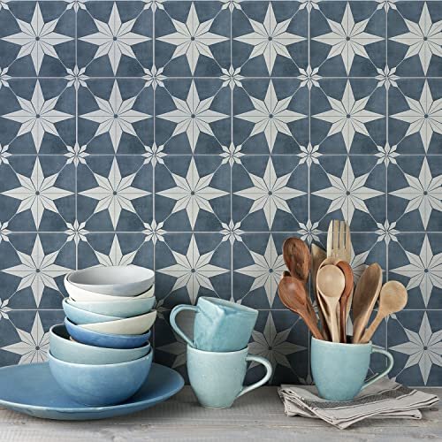 Vinyl-Boden-Wandfliesen, Boden-Aufkleber, rutschfeste Bodenfliesen, Aufkleber für Küche, Badezimmer, selbstklebend, abziehen und aufkleben, PVC DIY, blau, 30 x 15 cm, 12 Stück