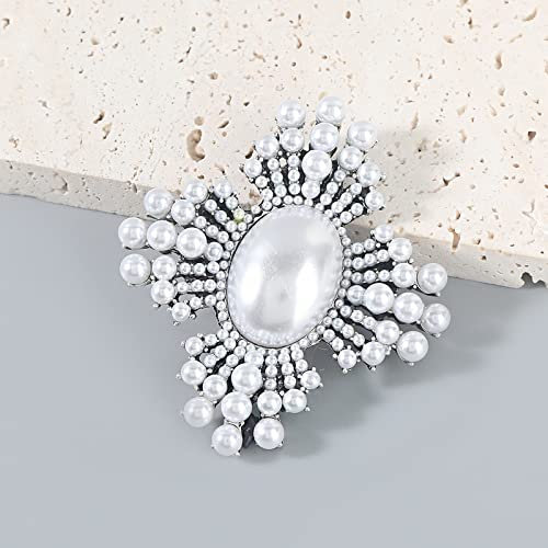 Strass Kreuz Broschen für Frauen Männer Vintage Palace Style Perle Kreuz Blume Büro Casual Brosche Pins Geschenke