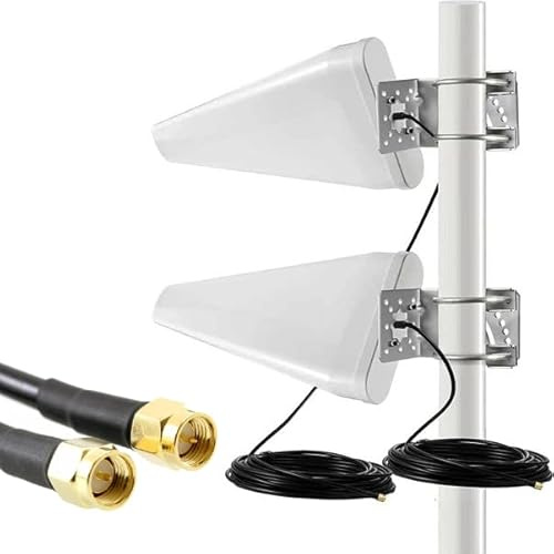 UniteCom 4G 5G High Gain Directional LPDA Yagi Antenna 11dBi 5 Meter LMR195 Cable 50 Ohm 600MHz-6GHz IP67 Indoor/Outdoor Waterproof LTE Aerial Three 02 Vodafone EE (Dual Antennas - 5M Cables)