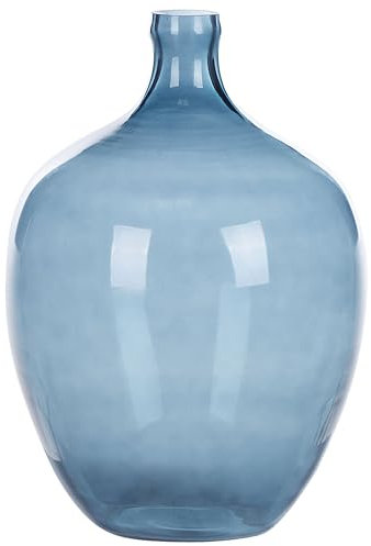 Runde Blumenvase aus gefärbtem Glas handgefertigt blau 39 cm Roti