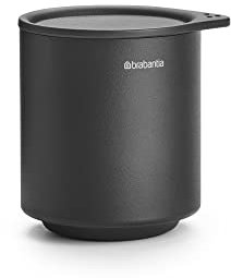 Brabantia - Mindset Aufbewahrungstöpfchen - zum Organisieren kleiner Gegenstände - Hygienischer Soft-Touch-Deckel - Korrosionsbeständig - Badezimmerzubehör - Infinite Grey - 9,5 x 8 x 9,5 cm