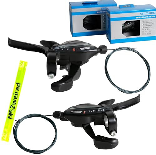 MSZweirad 1 Paar Shimano Schalthebel Bremshebel ST-EF505 Links (3-fach) Rechts (9-fach) hydraulisch BR-M315, BR-MT200 Reflexband