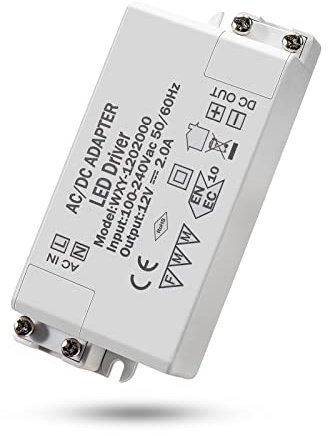 LED Transformator 12V 24W, Elektronischer Treiber, 230V Auf 12V DC Schalt Niedervolttrafo, Kein Flimmern, Konstantspannungs Netzteil für Lampen Beleuchtungen G4, MR11, MR16