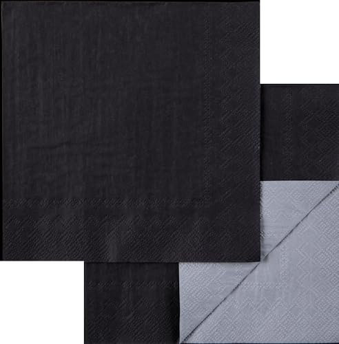 20 schwarze Servietten | FSC®-zertifiziert, 33x33cm, 3-lagig | recycelbar, biologisch abbaubar | Papierservietten für Geburtstag Party Mottoparty | Deutscher Hersteller