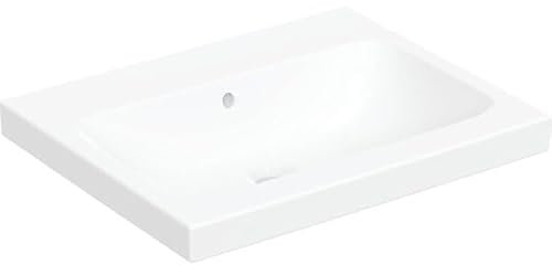 Geberit iCon Light Aufsatzwaschtisch, 60 cm x 48 cm, ohne Hahnloch, mit Überlauf,501847, 501.847.00.4, Farbe: Weiß