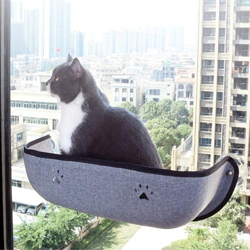 DELURA Katzen-Fenstersitzstange,Katzenfenster-Hängematte,Fenstersitzstange Für Katzen Im Innenbereich Bis Zu 22,7 Kg