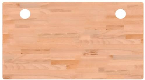 vidaXL Schreibtischplatte, Tischplatte mit 4 abgerundeten Ecken, Arbeitsplatte Platte für Schreibtisch Esstisch, Holzplatte Bürotischplatte, 110x60x1,5 cm Massivholz Buche